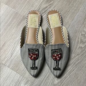 Striped Embellished Mules